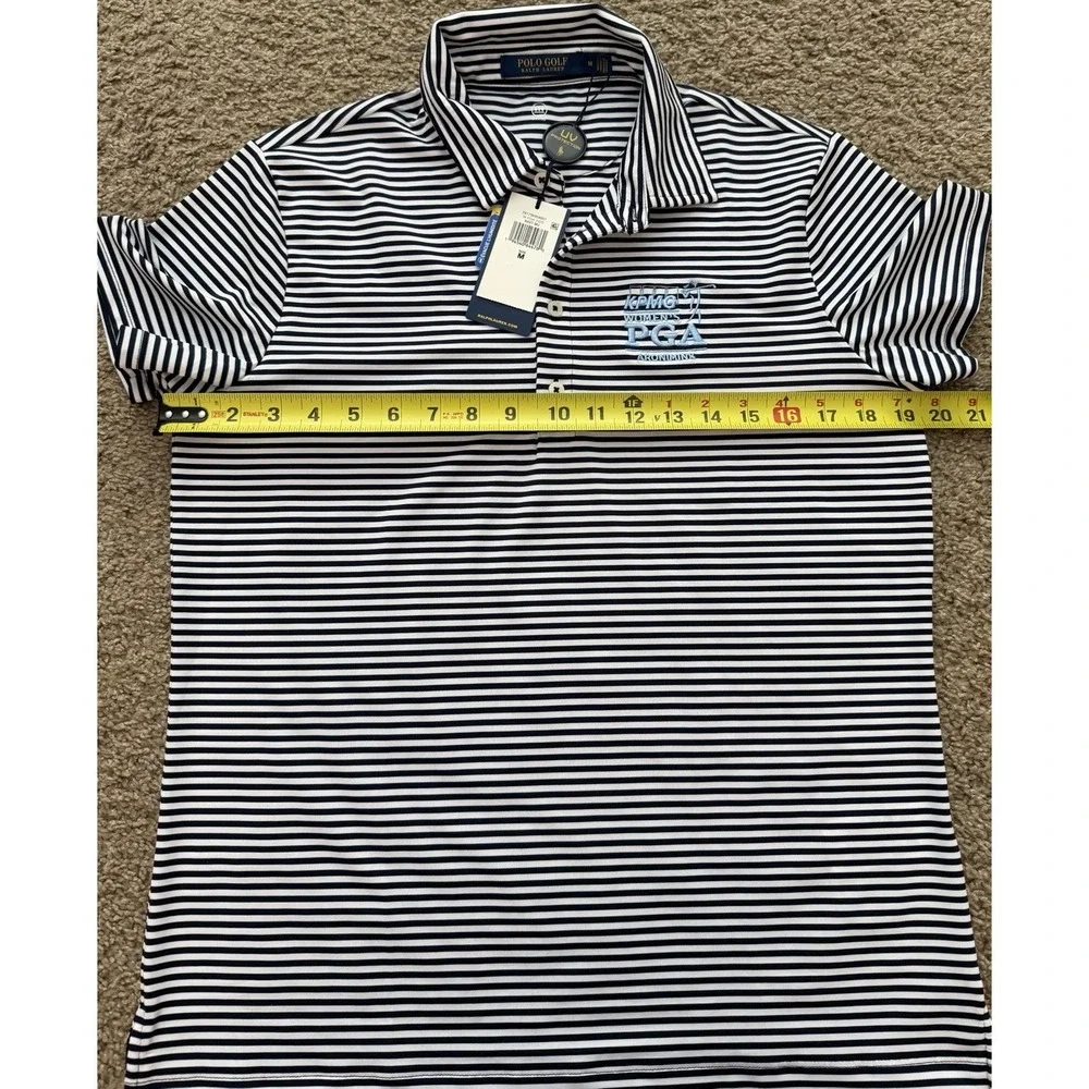 Polo Golf Ralph Lauren KPMG Women's PGA Shirt Medium Stripe UV Protection Golf T